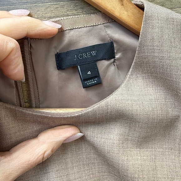 J CREW Ruffled Hem Wool Tan Camel Workwear Dress Size 4 - Picture 3 of 9